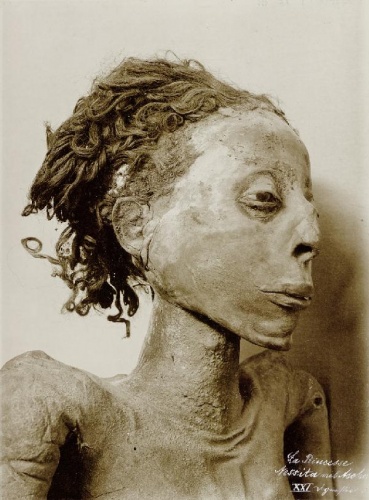 Лот 4021: Фото мумии египетской принцессы (возможно, дочери Рамсеса II) по версии египтолога Эмиля Бругша (1881 г. н.э.), XXI дин., 1069-945 BC. Lit.: Ken Jacobson. Odalisques and Arabesques: Orientalist Photography 1839 — 1925. London 2007, see ill. pp. 51 and 219.