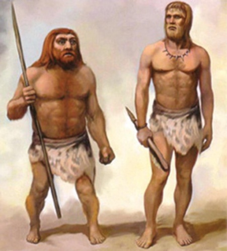 Неандерталец и кроманьонец (рисунок).