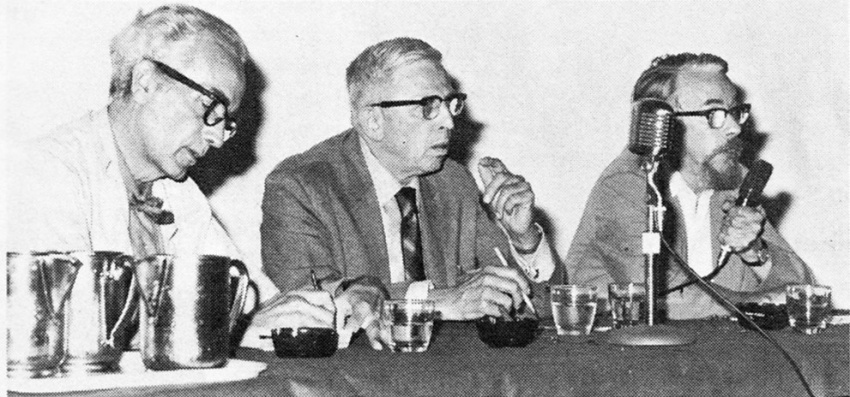 Слева направо: Фриц Лейбер, Клиффорд Саймак и Лестер дель Рей в 1969 г.