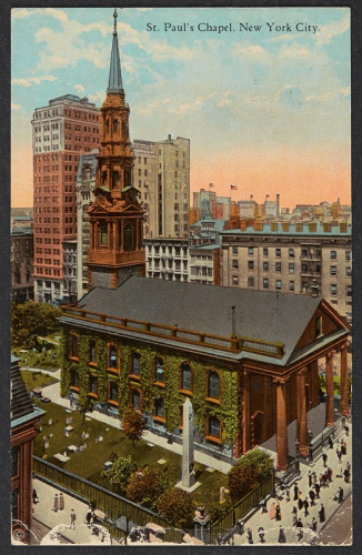  Открытка с часовней Святого Павла в Нью-Йорке, отправленная ГФЛ тёти Лилиан Кларк в 1924 г.