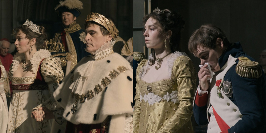 Фрагменты кадров из фильма «Наполеон» (2023): коронация и развод